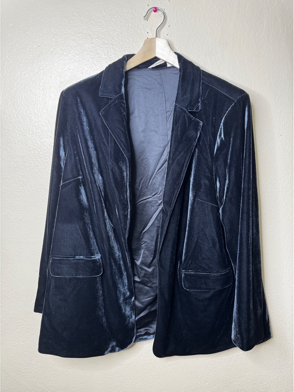 Soft Surroundings Women’s 1X Charcoal Gray Velvet Open Front Blazer Jacket